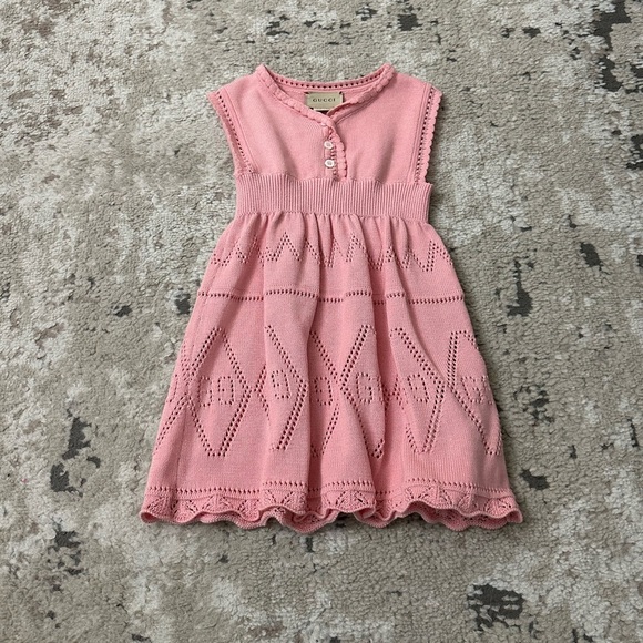 Gucci Pink Crochet Sweater Dress Size 3 Years RARE - Picture 1 of 4